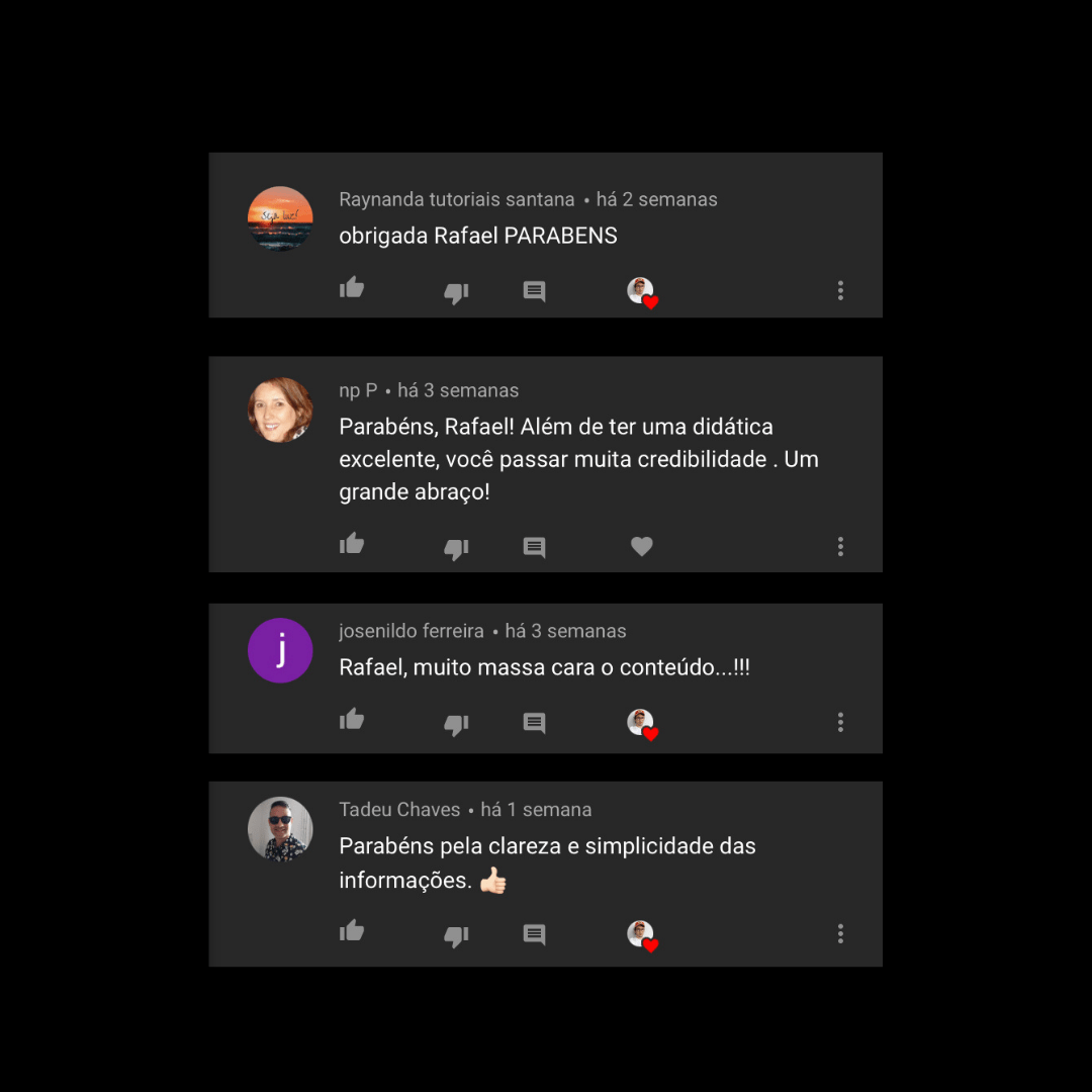 Depoimentos e Feedbacks YouTube