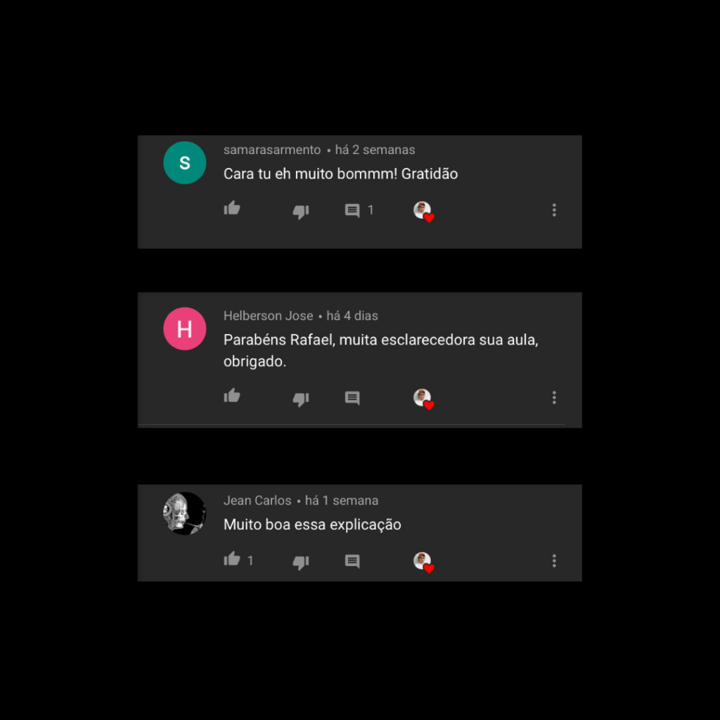 Feedbacks e depoimentos youtube 2